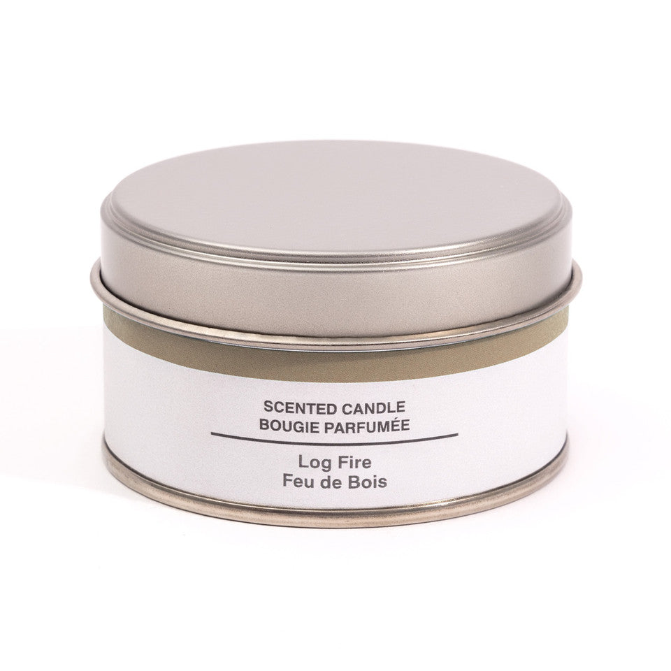 Log Fire Tin Candle