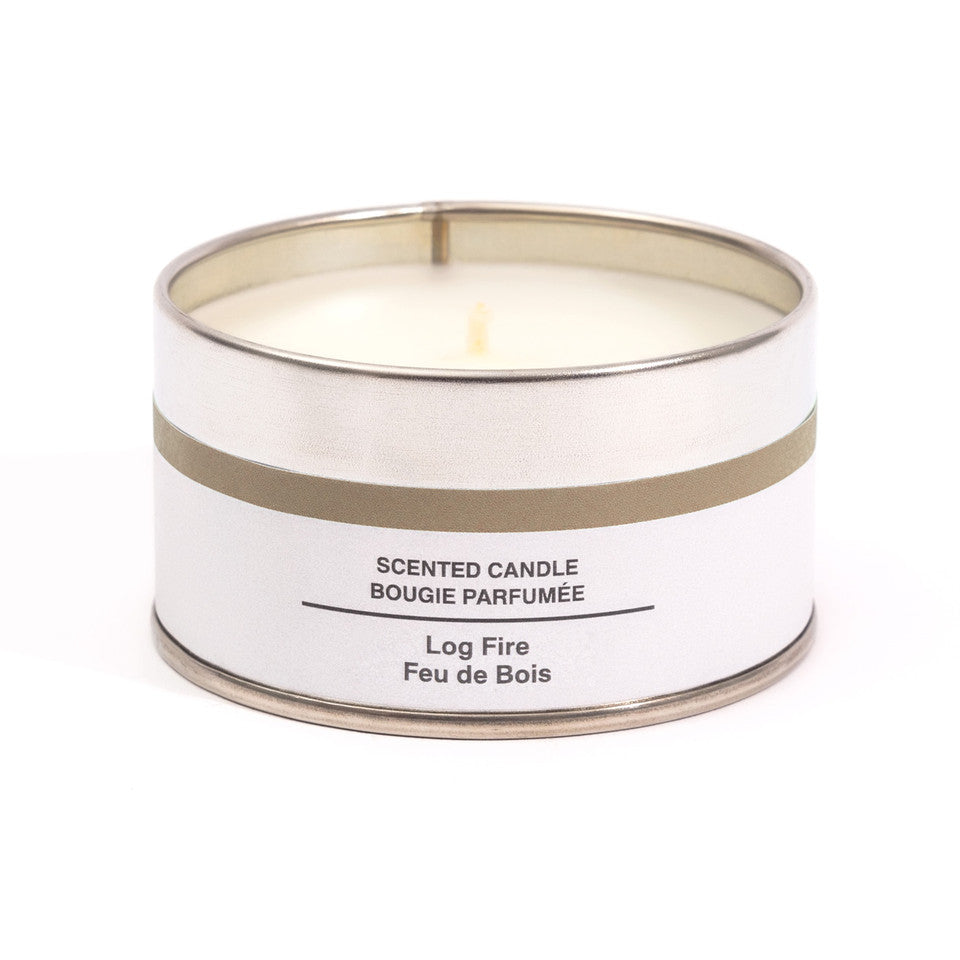 Log Fire Tin Candle