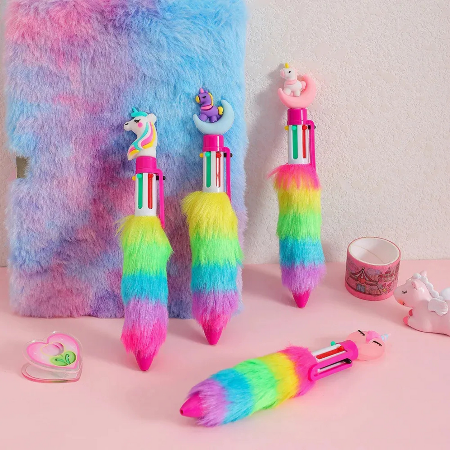 6 Colors Children's Unicorn Plush Ballpoint Pen: