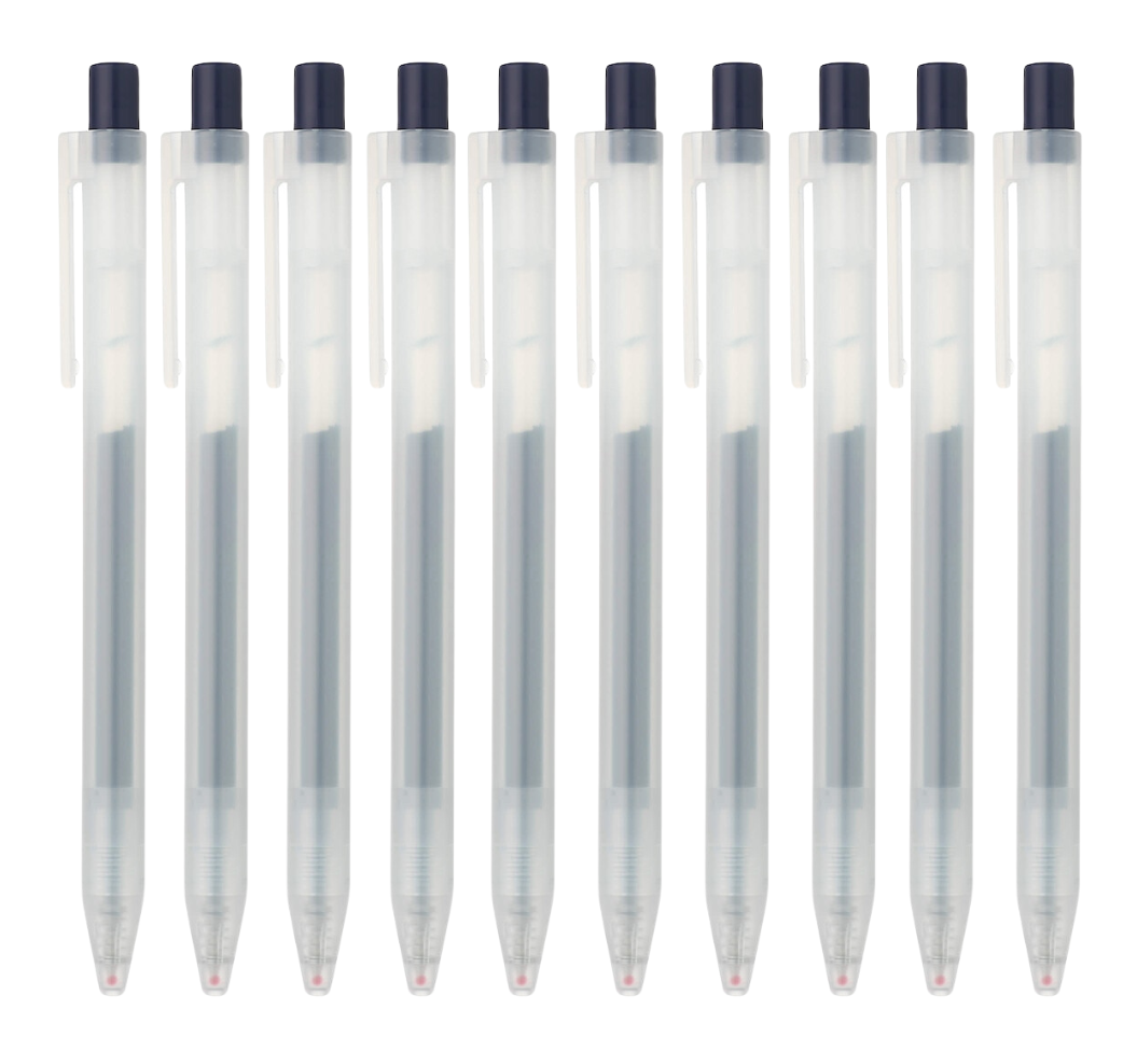 Pack of 10 Smooth Retractable Ballpoint Gel Pens – 0.5 mm Tip