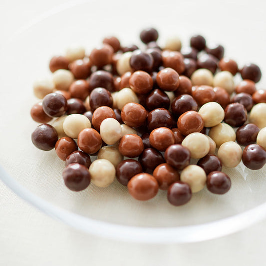 Milk, Dark & White Chocolate Coated Crispie Cereal