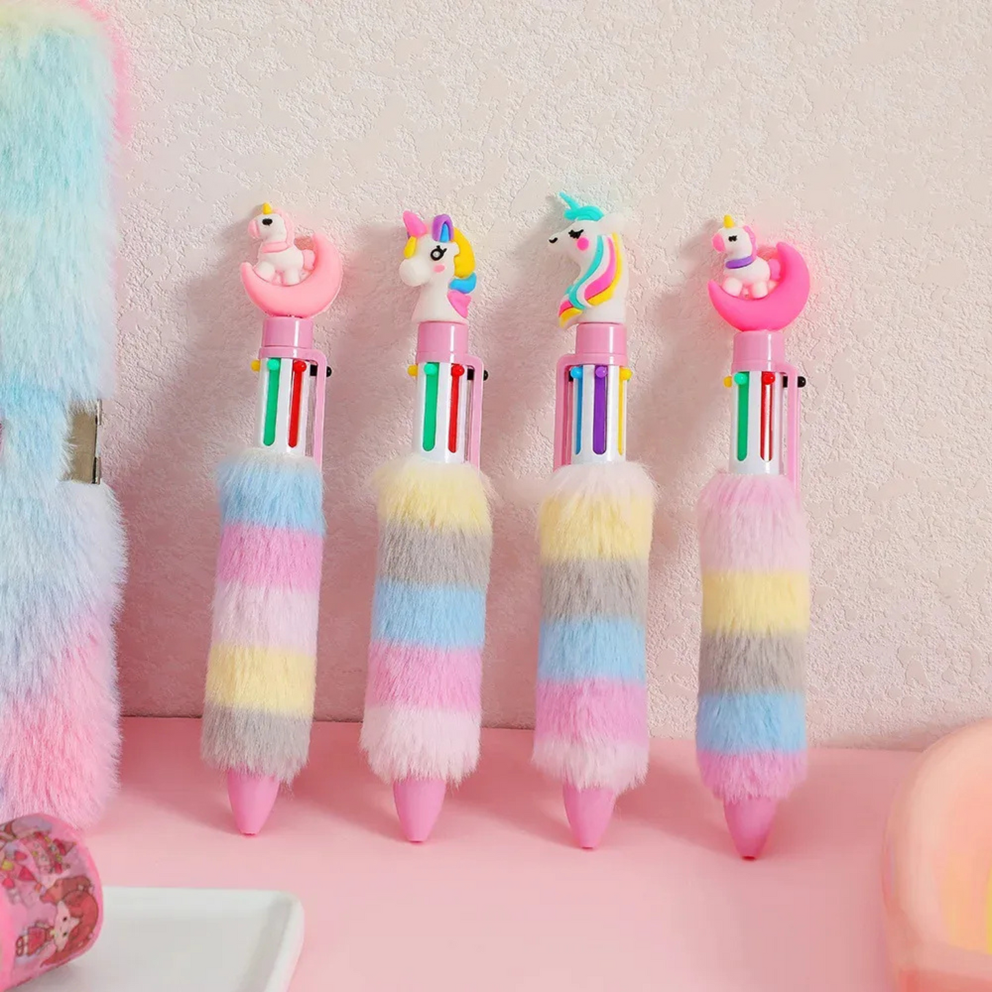 6 Colors Children's Unicorn Plush Ballpoint Pen: