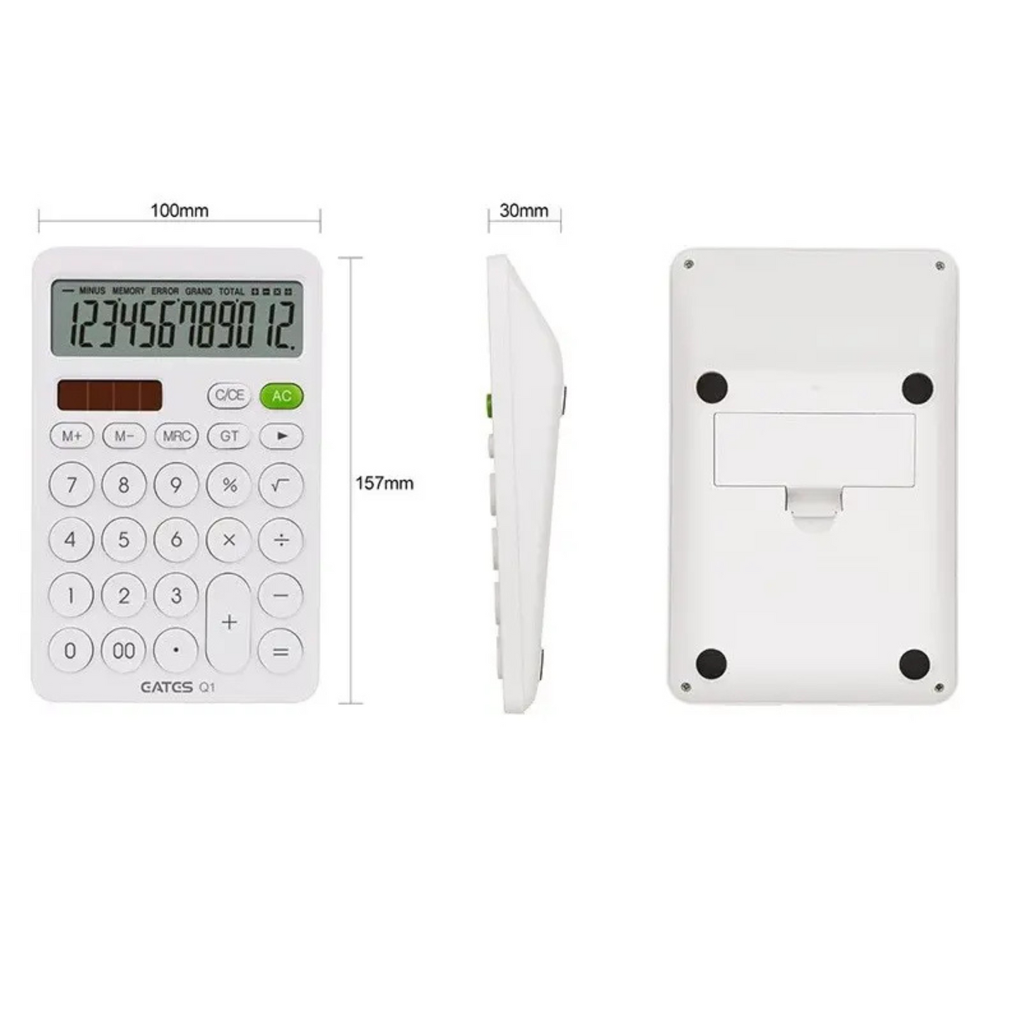 12-Digit Desk Calculator – Large Buttons, Dual Power