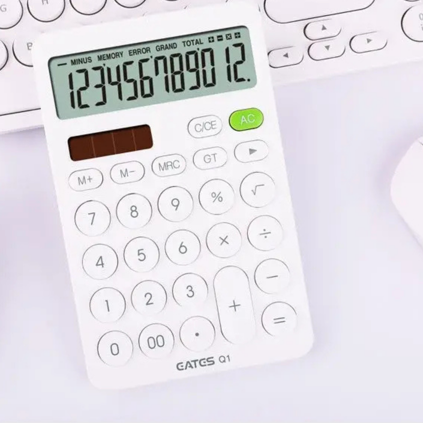 12-Digit Desk Calculator – Large Buttons, Dual Power