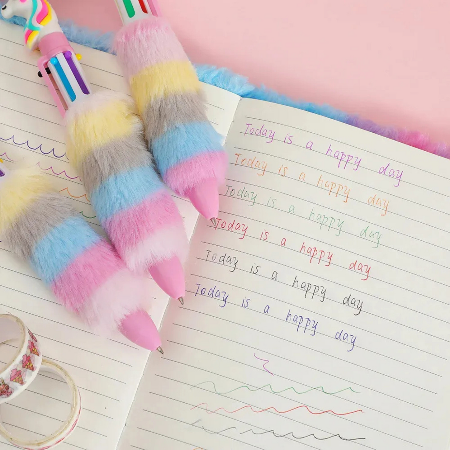 6 Colors Children's Unicorn Plush Ballpoint Pen: