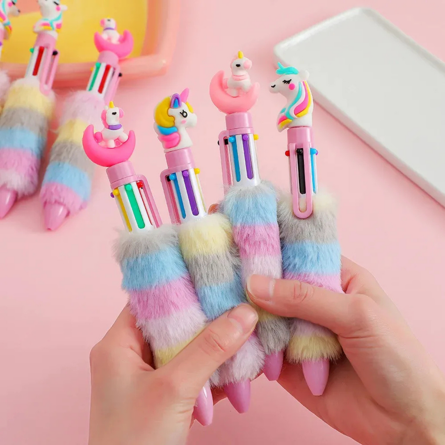 6 Colors Children's Unicorn Plush Ballpoint Pen: