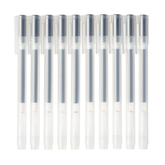 Set of 10 Gel Pens with Caps – 0.38 mm Tip