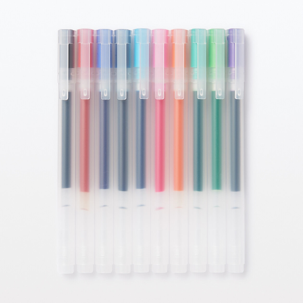 Set of 10 Colored Gel Pens with Caps – 0.38 mm Tip