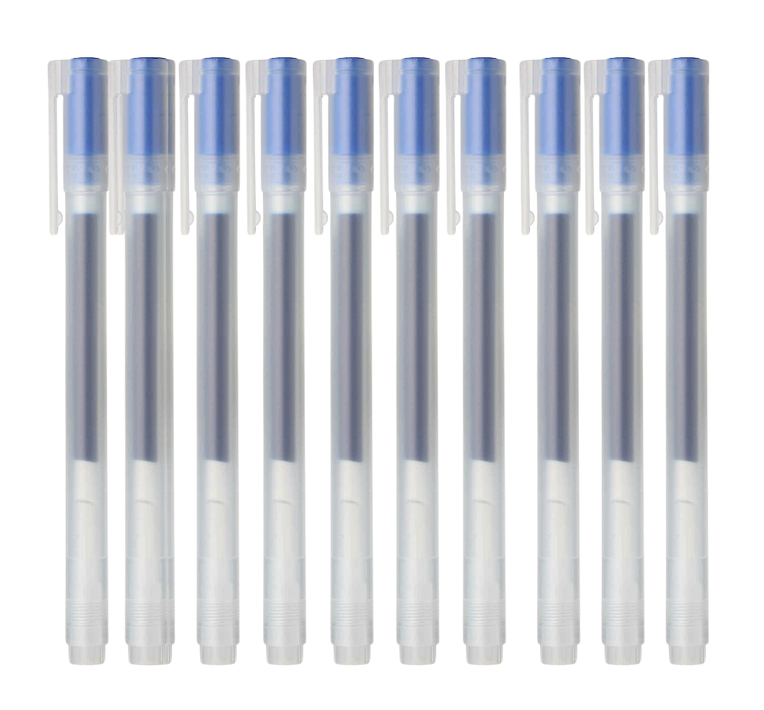 Set of 10 Gel Pens with Caps – 0.5 mm Tip