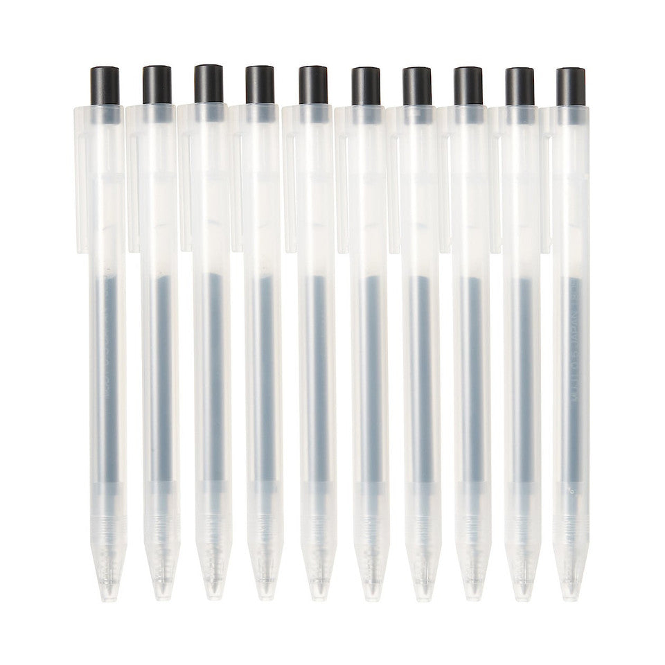 Pack of 10 Smooth Retractable Ballpoint Gel Pens – 0.5 mm Tip